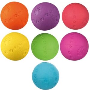 Pelota caucho natural con sonido colores variados para perros 7cm