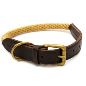Collar cuerda beige con piel 50cm
