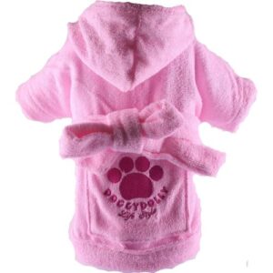 Albornoz de baño rosa para perros XS