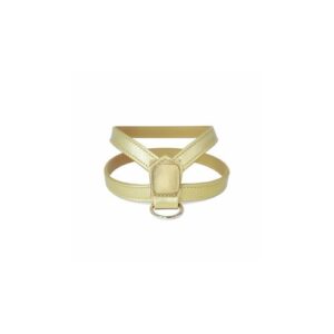 Arnés dorado piel con perla 37cm