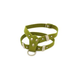 Arnés de goma verde con cristales 23cm