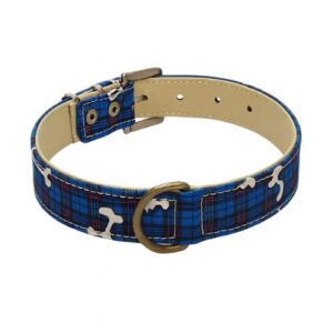 Collar cuadros azules y calaveras 50cm