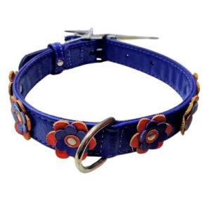 Collar piel flores lila 50cm