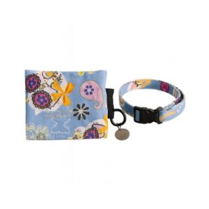 Collar de tela diseño de calavera azul 15mm