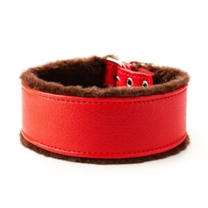 Collar galgo piel rojo peluche marrón