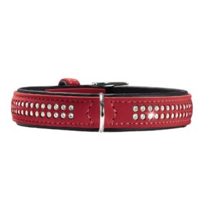 Collar Hunter piel rojo Swarovski 55cm