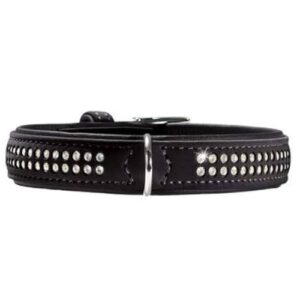 Collar Hunter piel negro Swarovski 50cm