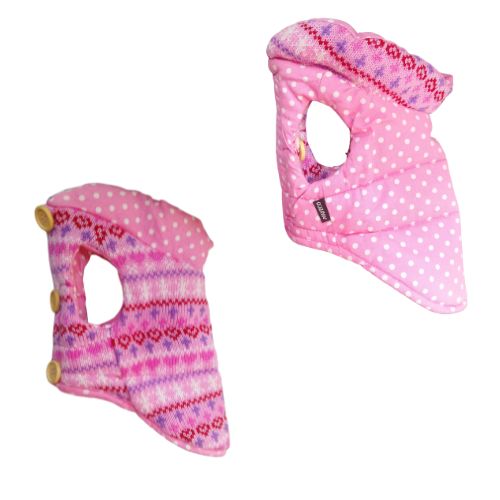 Abrigo reversible rosa lunares 20cm