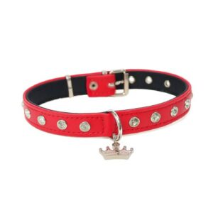 Collar piel doble con cristal Rojo 26cm