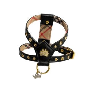 Arnés mini luxury de piel negro con brillo y cuadro Burberry 26cm