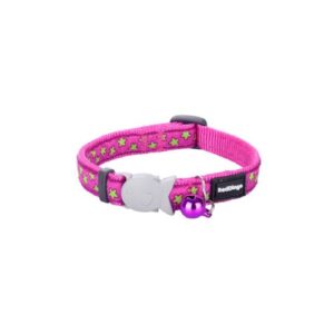 Collar para gato rosa de estrellas con cascabel