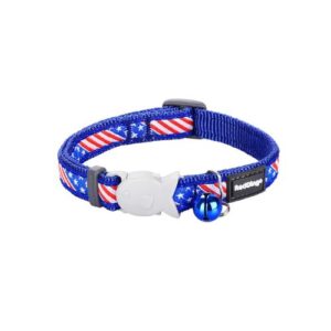 Collar para gato con cascabel y bandera de USA