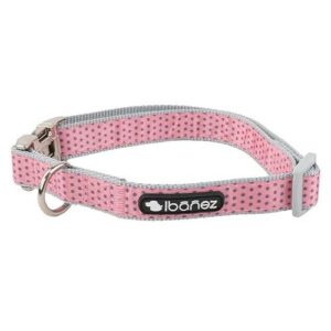 Collar nylon diseño rosa de lunares