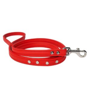 Correa de piel rojo con cristal 15mmx114cm