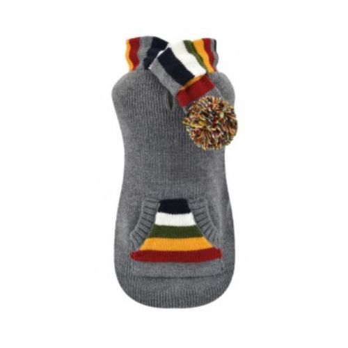 Jersey gris bufanda pompón 25cm