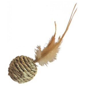 Pelota sisal para gato con plumas