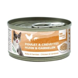 Lata 100% natural para gatos de pollo y gambas 70g