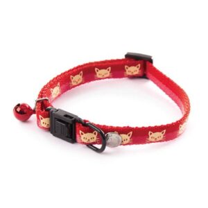 Collar de gato rojo con carita de gato