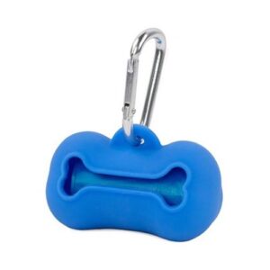 Hueso porta bolsas silicona azul