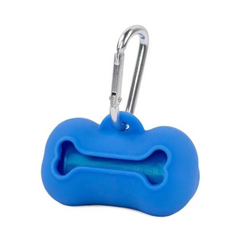 Hueso porta bolsas silicona azul