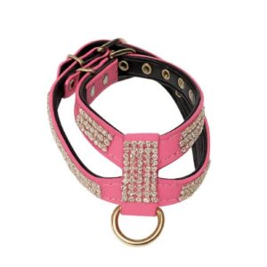 Arnés de ante rosa con brillos