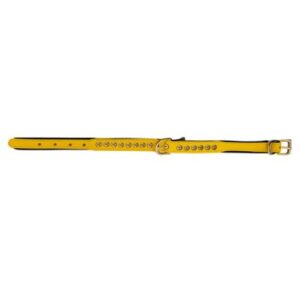 Collar de piel amarillo con brillos 15mmx30cm