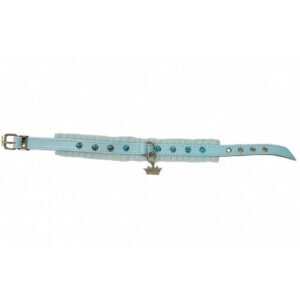 Collar celeste con brillos y lazo de gasa 13mmx32cm