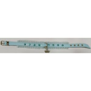 Collar celeste con brillos y lazo de gasa 13mmx32cm