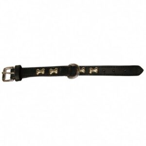 Collar negro de piel con tachuelas 20mmx25cm