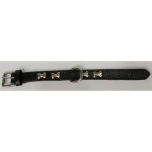 Collar negro de piel con tachuelas 20mmx25cm