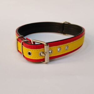 Collar de cuero con la bandera de España 25mmx52cm
