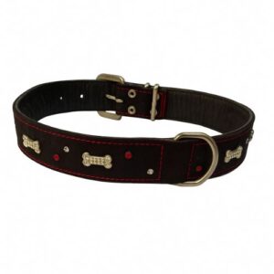 Collar negro de piel con brillantes 36mmx63,2cm