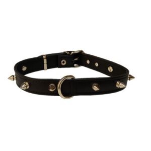 Collar de cuero negro con pinchos 20mmx40cm