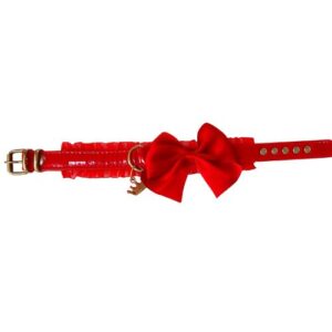 Collar rojo de charol con lazo grande 15mmx25,5cm