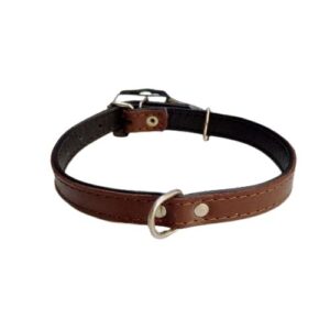Collar piel liso marrón 44cm