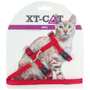 Set arnés y correa para gato rojo 40-55cm-100cm
