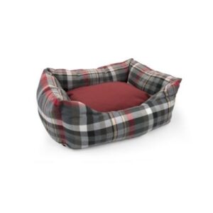 Cama roja estampado de cuadros 81x65x24cm