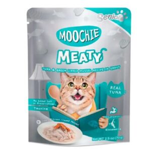 Moochie gato senior atún y mejillón de labio verde 70g
