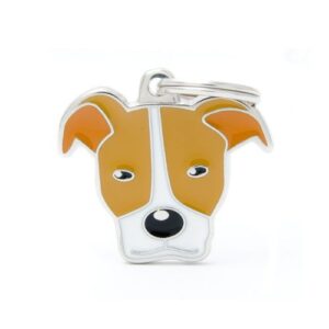 Chapa identificativa Pitbull blanco y marrón