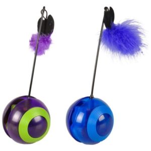 Pelota led interactiva con pluma para gatos