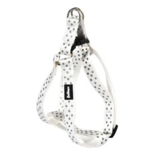 Arnés ajustable blanco con lunares reflectantes 25mm