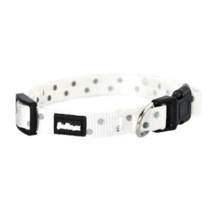 Collar ajustable blanco con lunares reflectantes 15mm