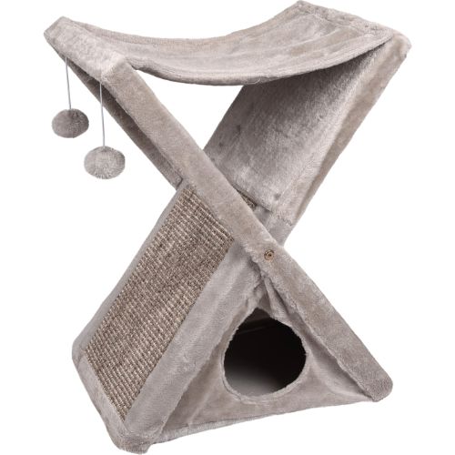 Rascador plegable para gatos con refugio y plataforma 53.5x34.5x60cm